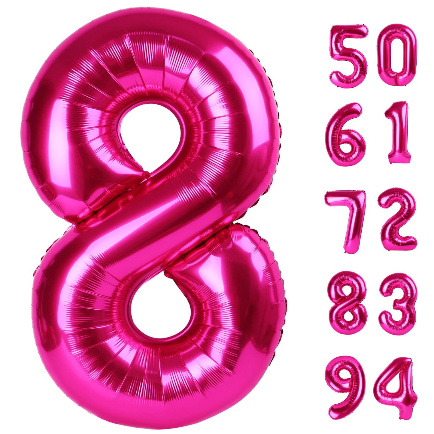 IWERP Hot Pink 40-Inch Number Balloon – 8th Birthday Decorations for Girls