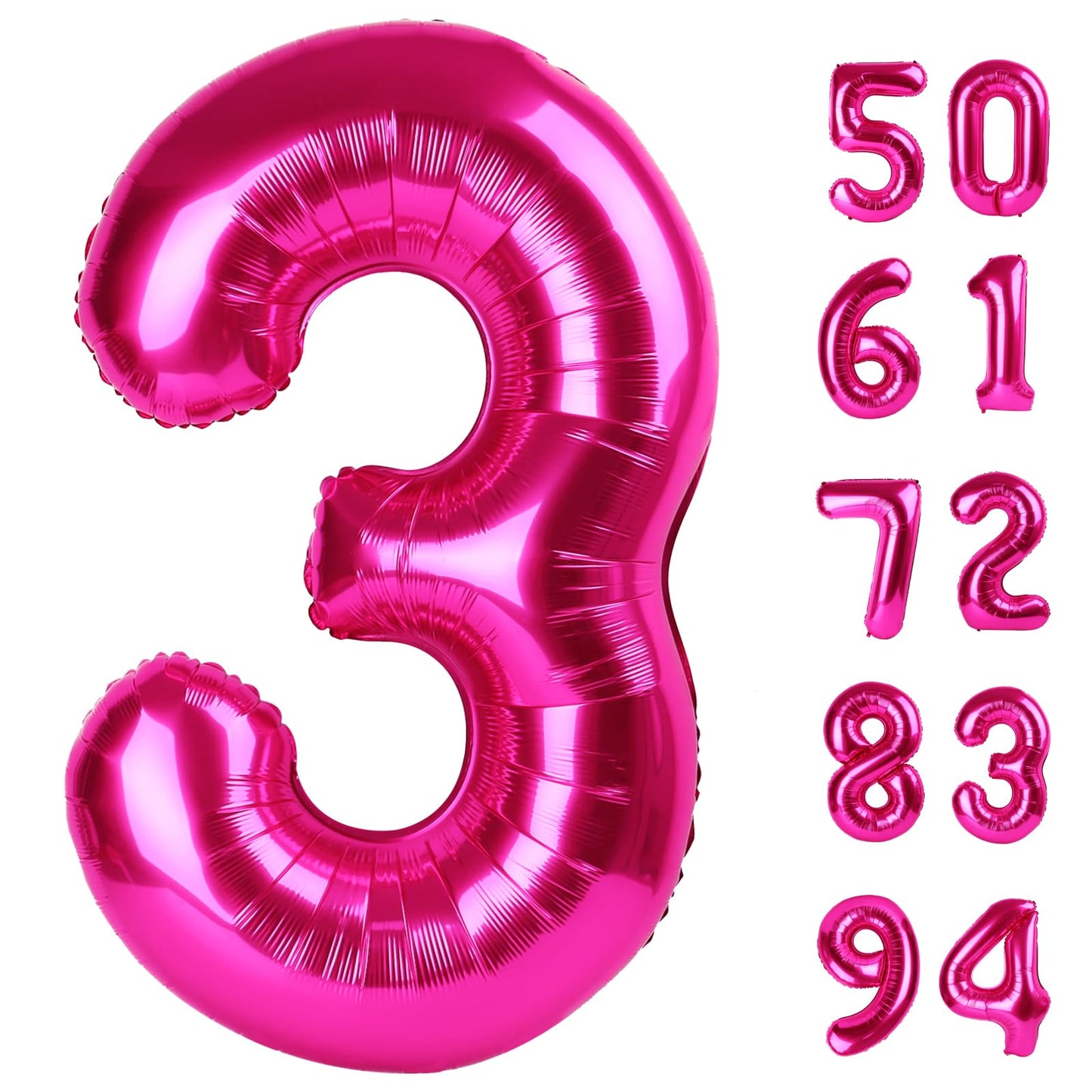IWERP Hot Pink 40-Inch Number 3 Balloon – 3rd Birthday Decorations for Kids, Girls & Women