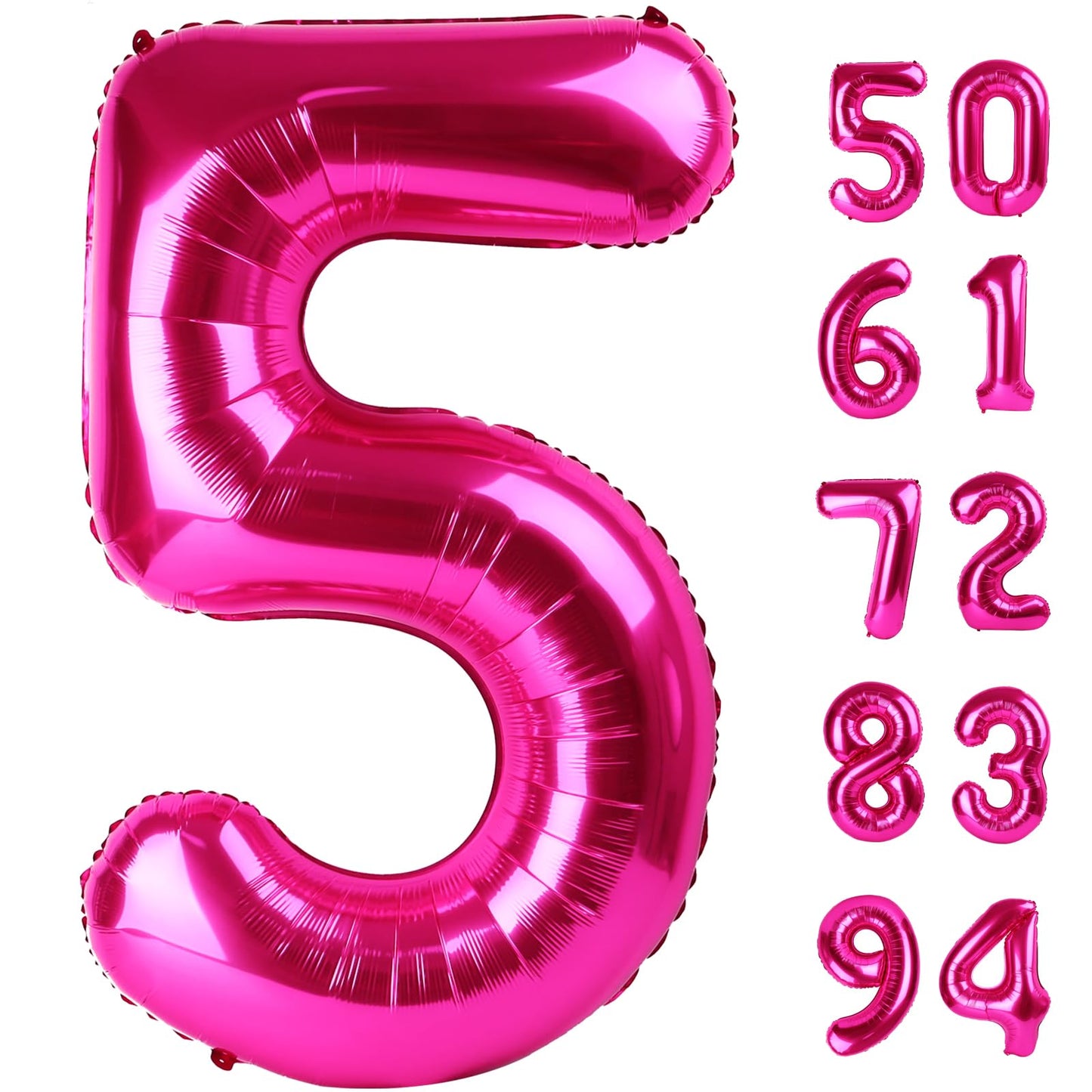 IWERP Hot Pink 40-Inch Number Balloon - 5th Birthday Foil Balloon