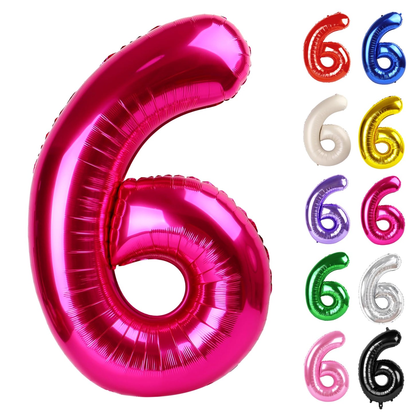 IWERP Hot Pink 40-Inch Number 6 Balloon for 6th Birthday Parties