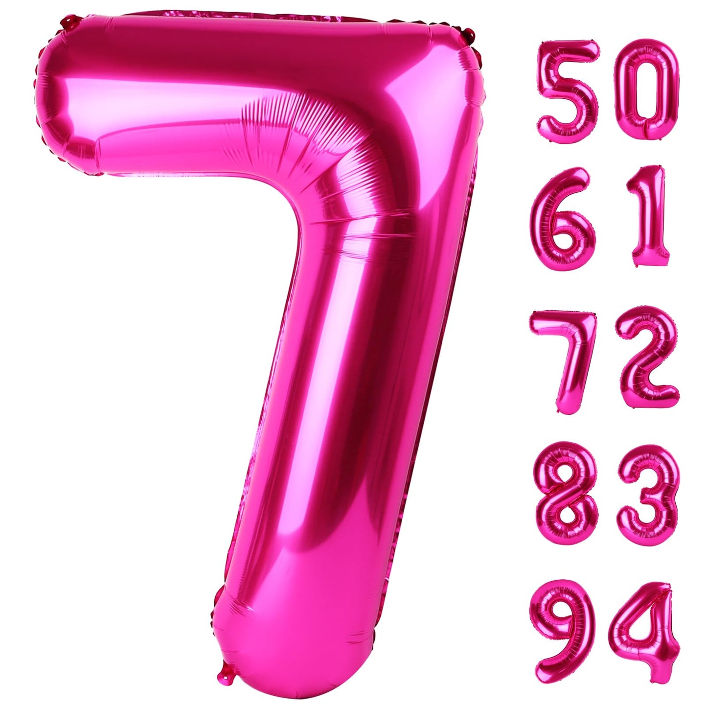 IWERP Hot Pink 7 Balloon — 40 Inch Number Balloon for 7th Birthday Celebrations