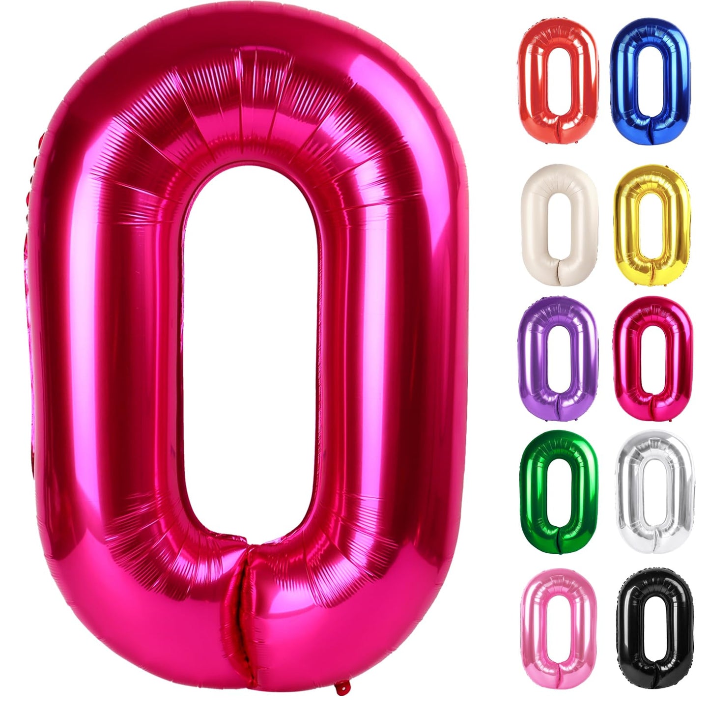 IWERP Hot Pink Number 0 Balloon – 40-Inch Birthday Milestone Decor (10th–60th)