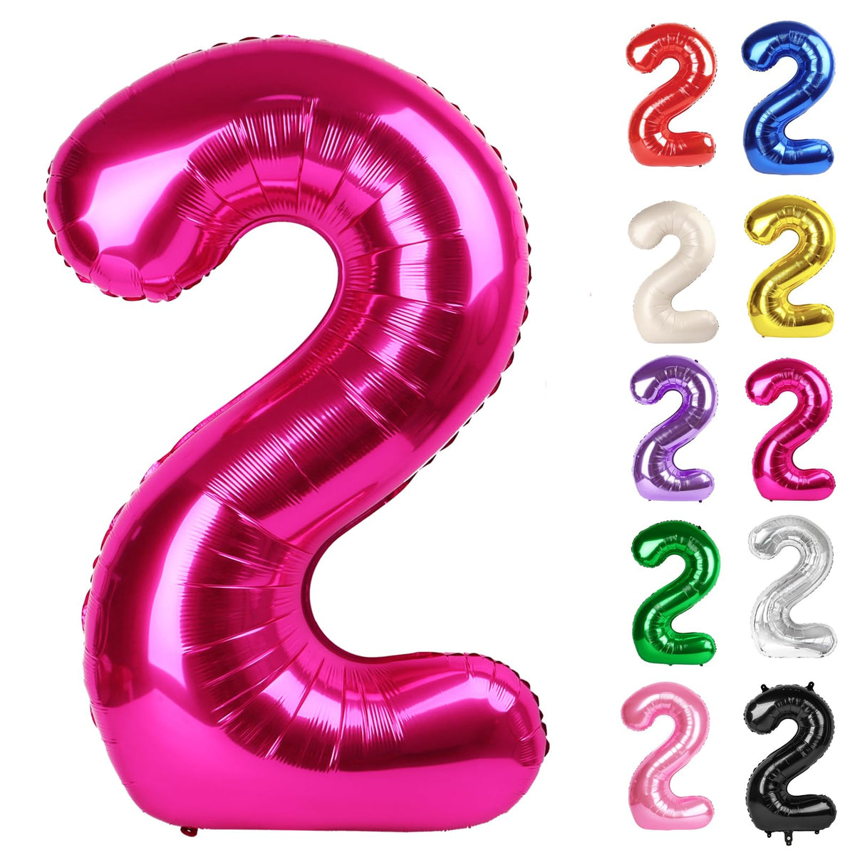 IWERP Hot Pink Number 2 Balloon – 40-Inch 2nd Birthday Balloon Set (2-Count)