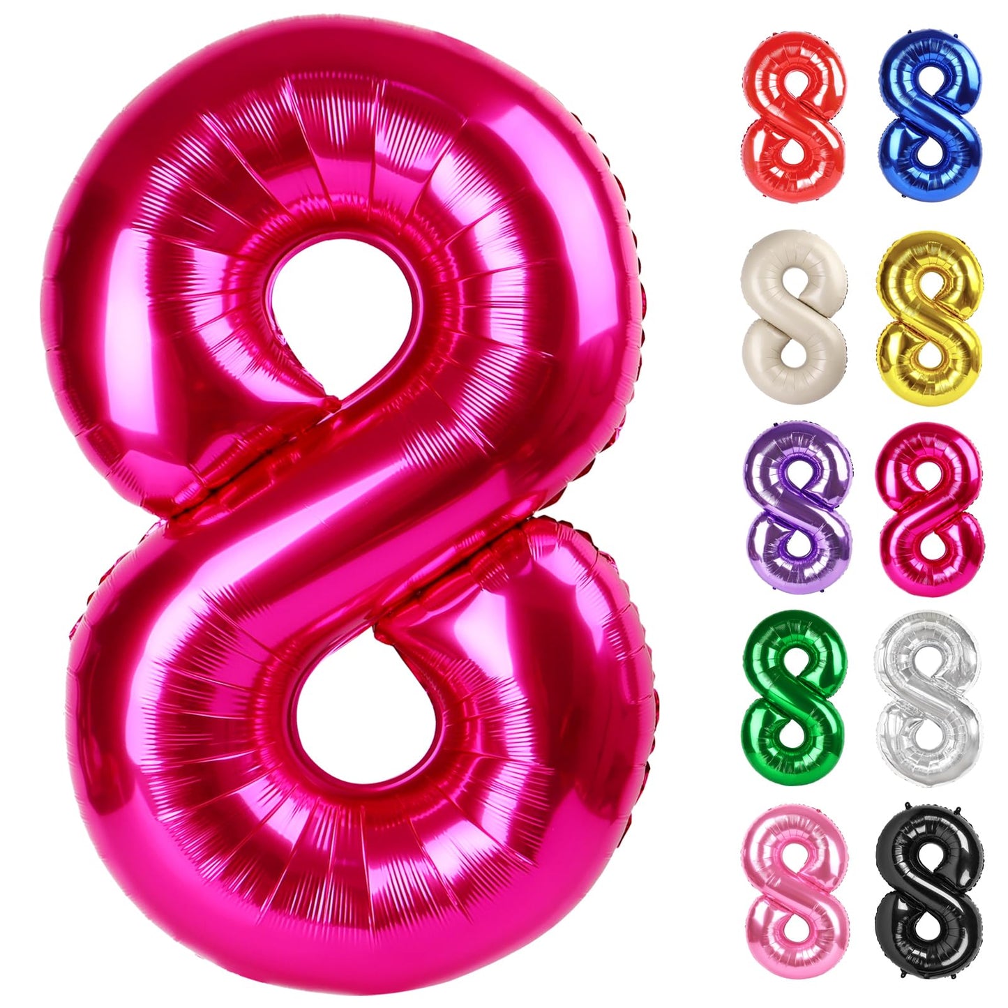 Hot Pink Number 8 Balloon 40 Inch – IWERP 8th Birthday Decor