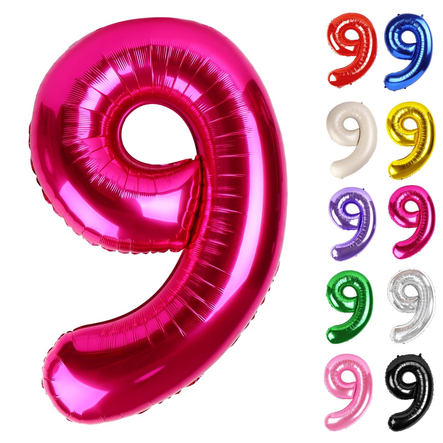 IWERP Hot Pink Number 9 Balloon 40 Inch – 9th Birthday Decorations
