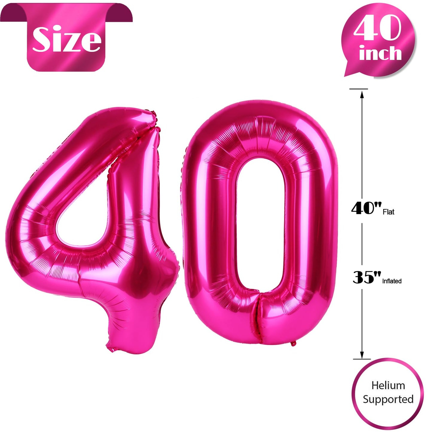 IWERP Hot Pink 40-Inch Number Balloon – 40th Birthday Decorations
