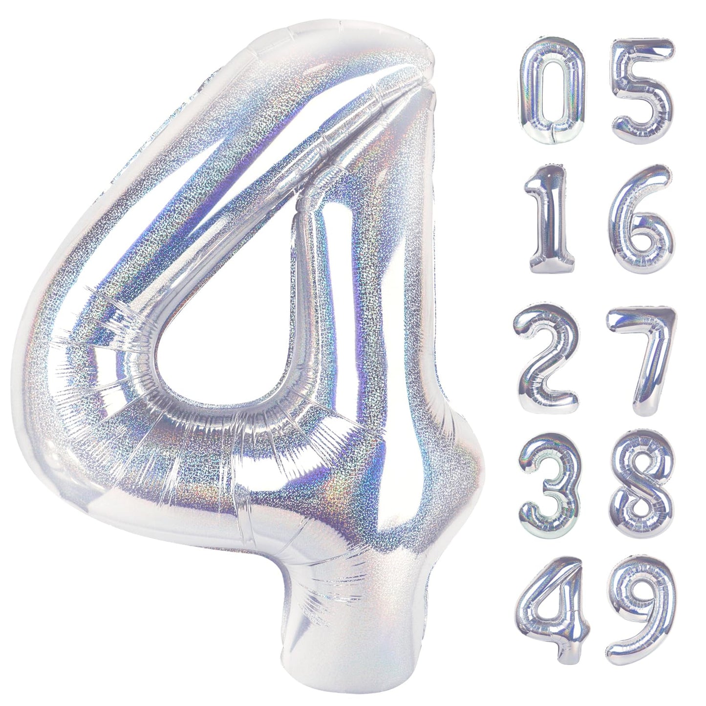IWERP Laser Silver 4 Balloon – 40-Inch Number Balloon for 4th Birthday Party Decor