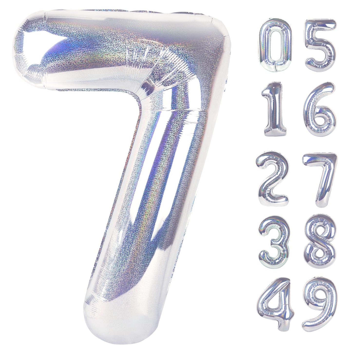 IWERP Laser Silver 7 Balloon — 40-Inch 7th Birthday Number Balloon
