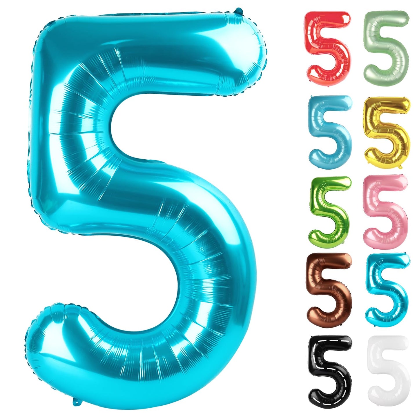 IWERP Light Blue 40-Inch Number 5 Balloon – 5th Birthday Decorations for Boys & Girls