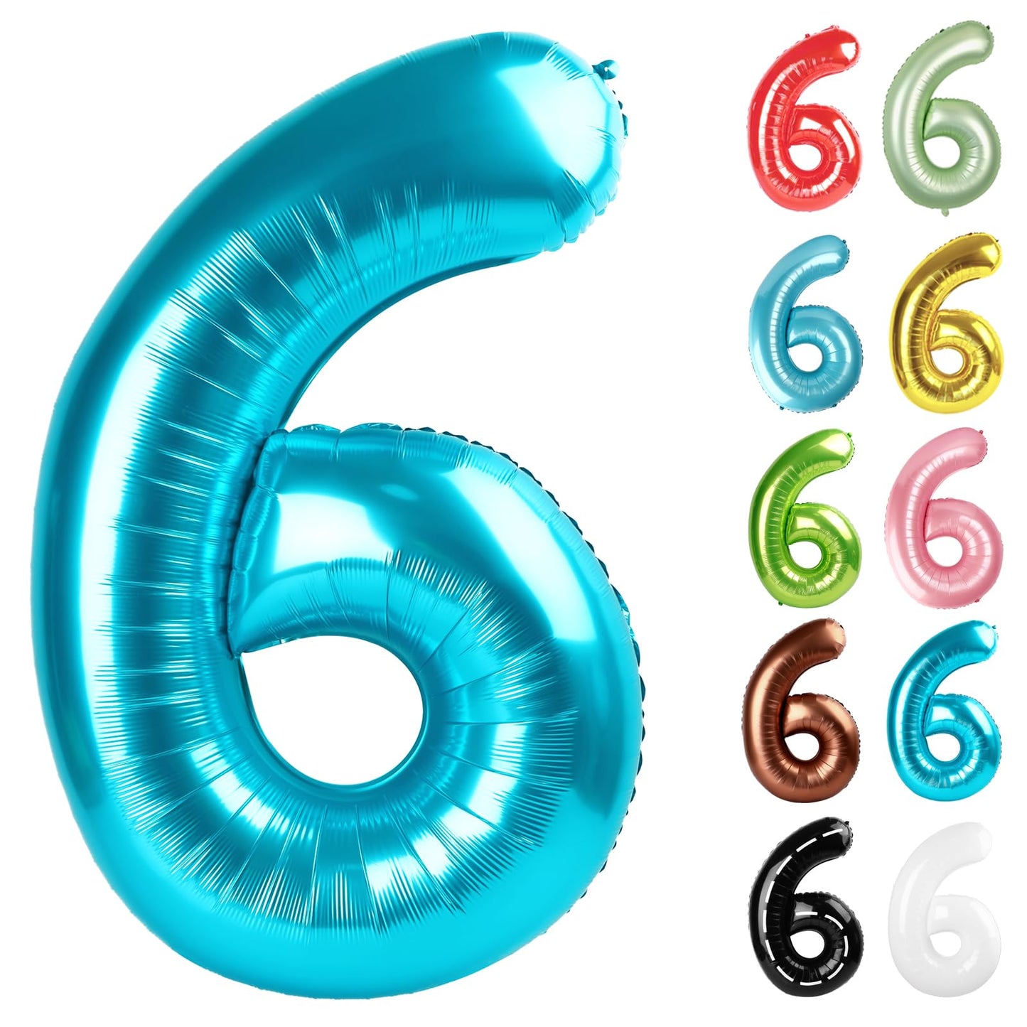 IWERP Light Blue 40-Inch Number 6 Balloon – 6th Birthday Decorations
