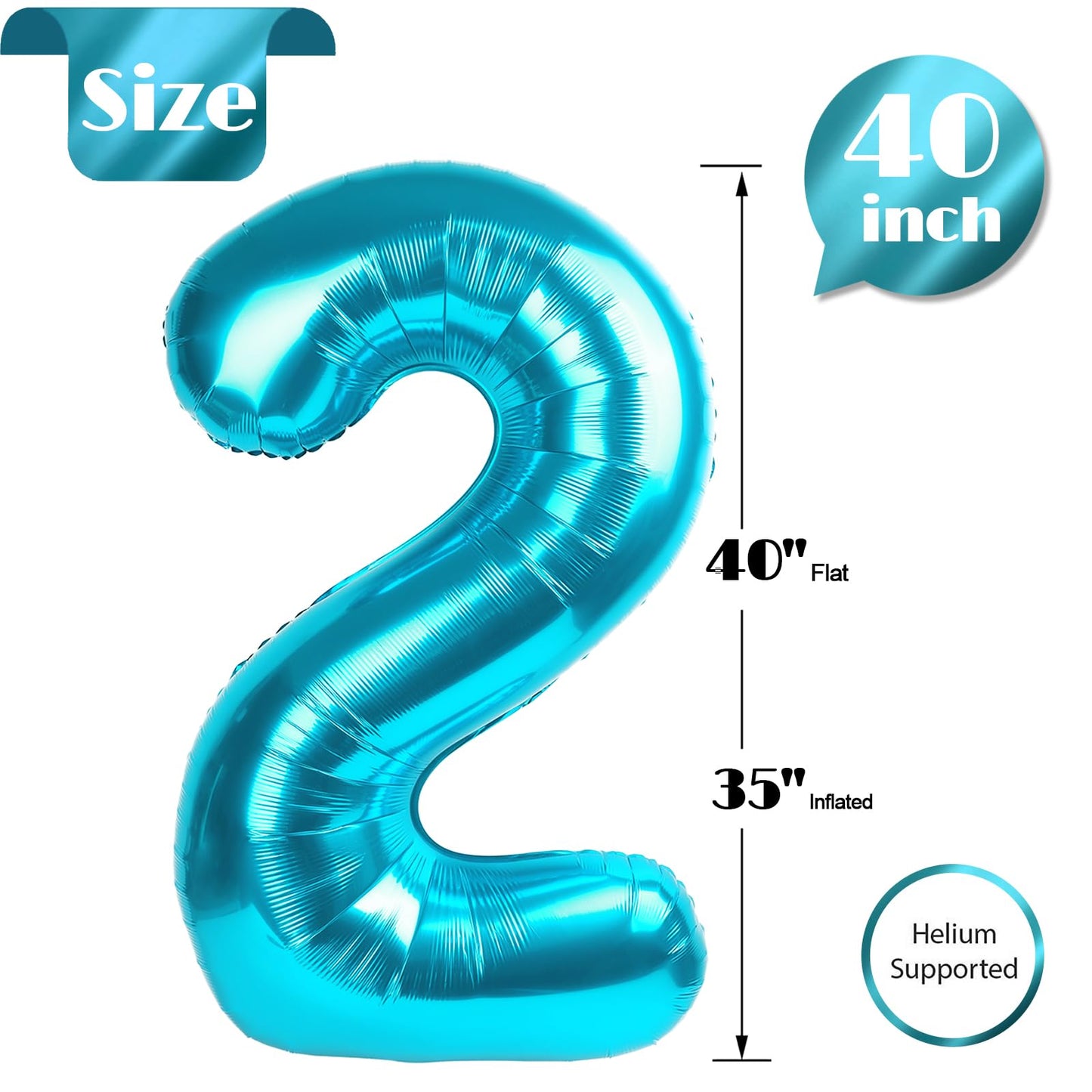 IWERP Light Blue 2 Balloon 40-Inch – Second Birthday Decorations for Boys & Girls