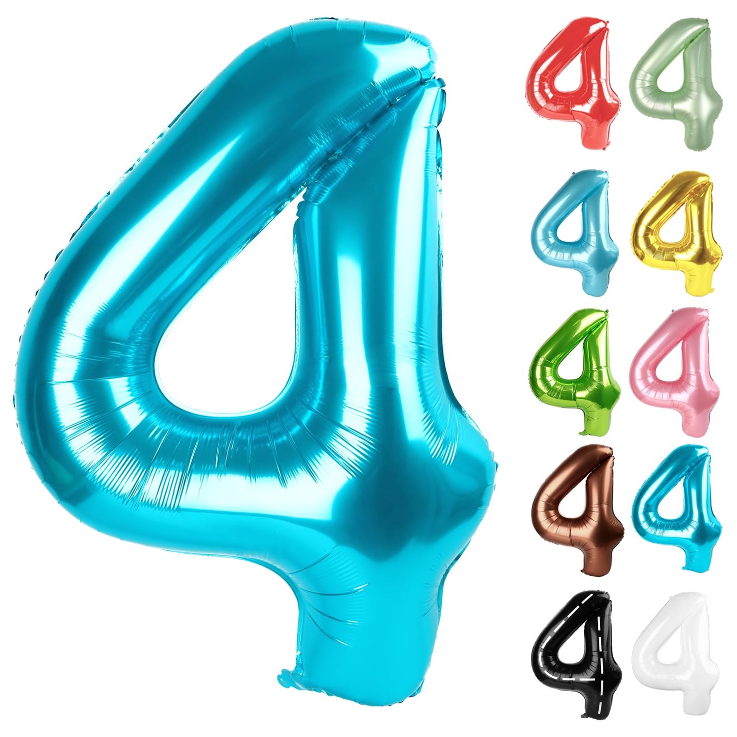 IWERP Light Blue Number 4 Balloon – 40 Inch Fourth Birthday Decor