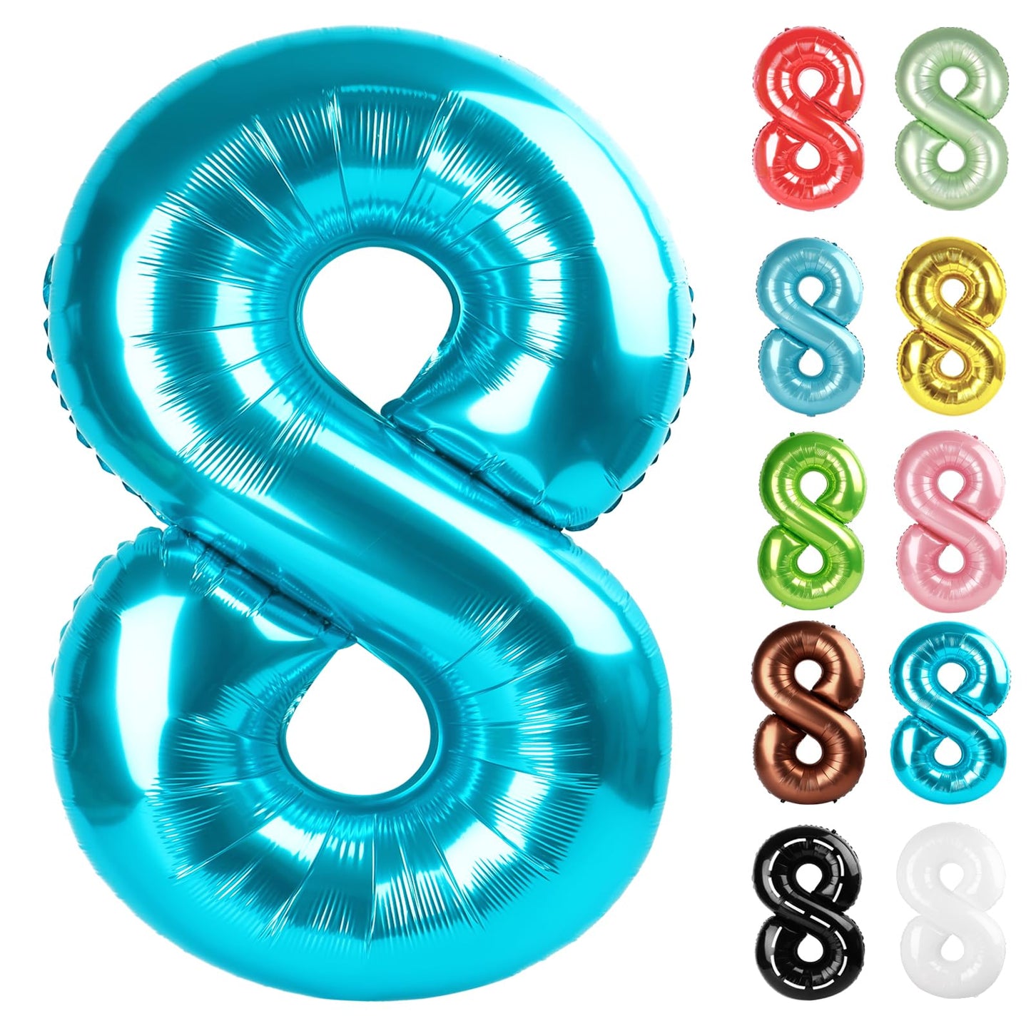 IWERP Light Blue Number 8 Balloon - 40-Inch 8th Birthday Decoration