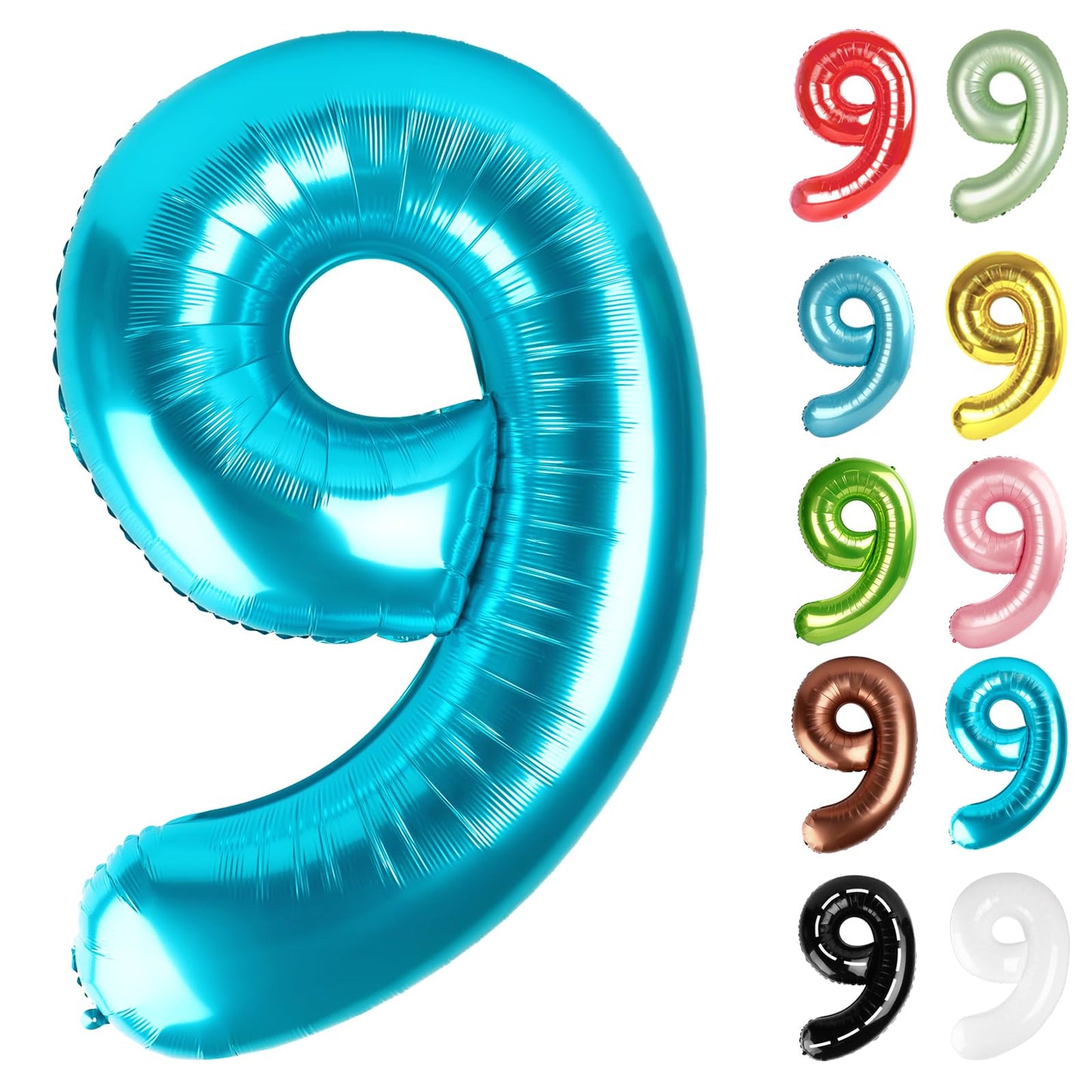 IWERP Light Blue Number 9 Balloon 40 Inch – 9th Birthday Decorations