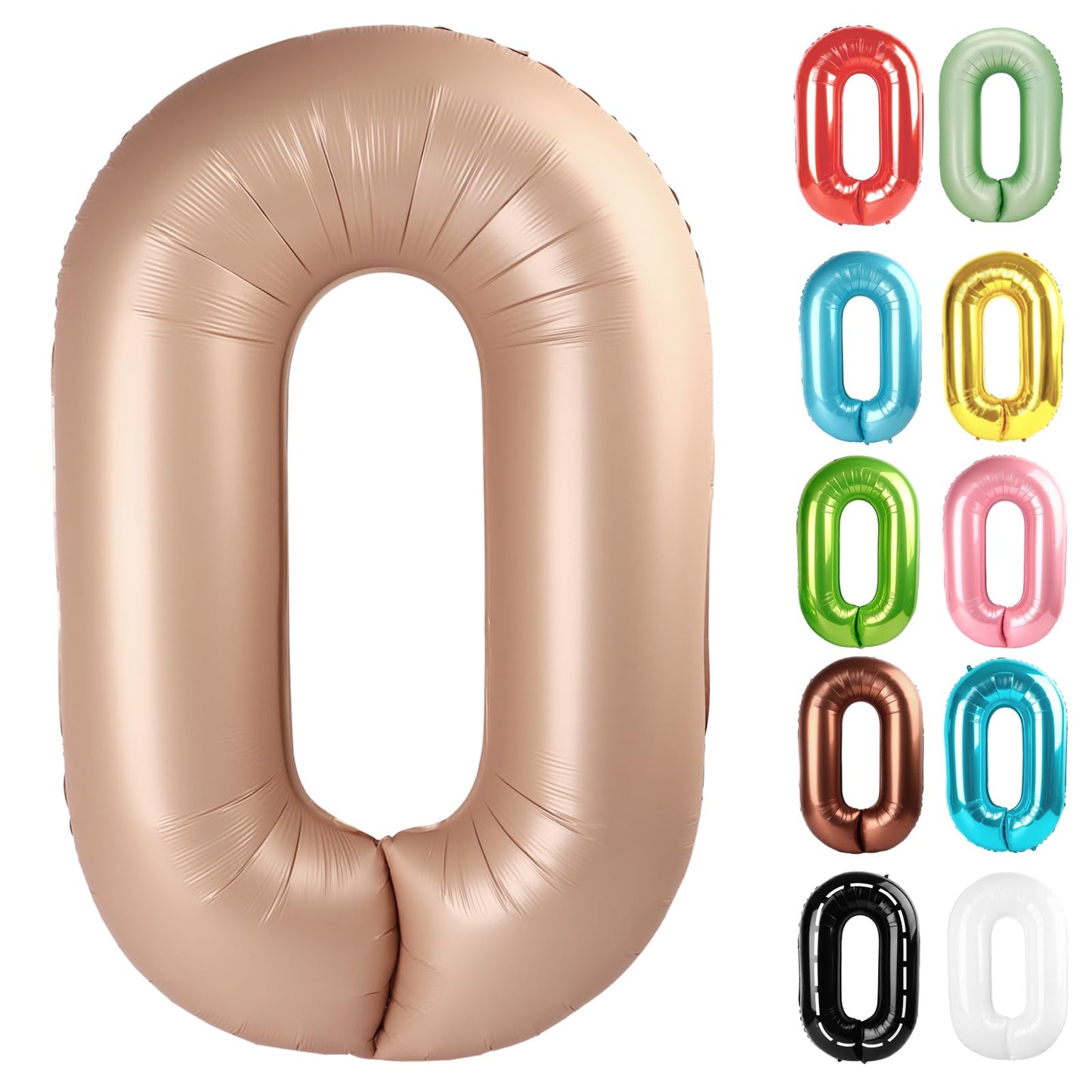 IWERP Light Brown Number 0 Balloon - 40 Inch Birthday Decor for 10th–60th Celebrations