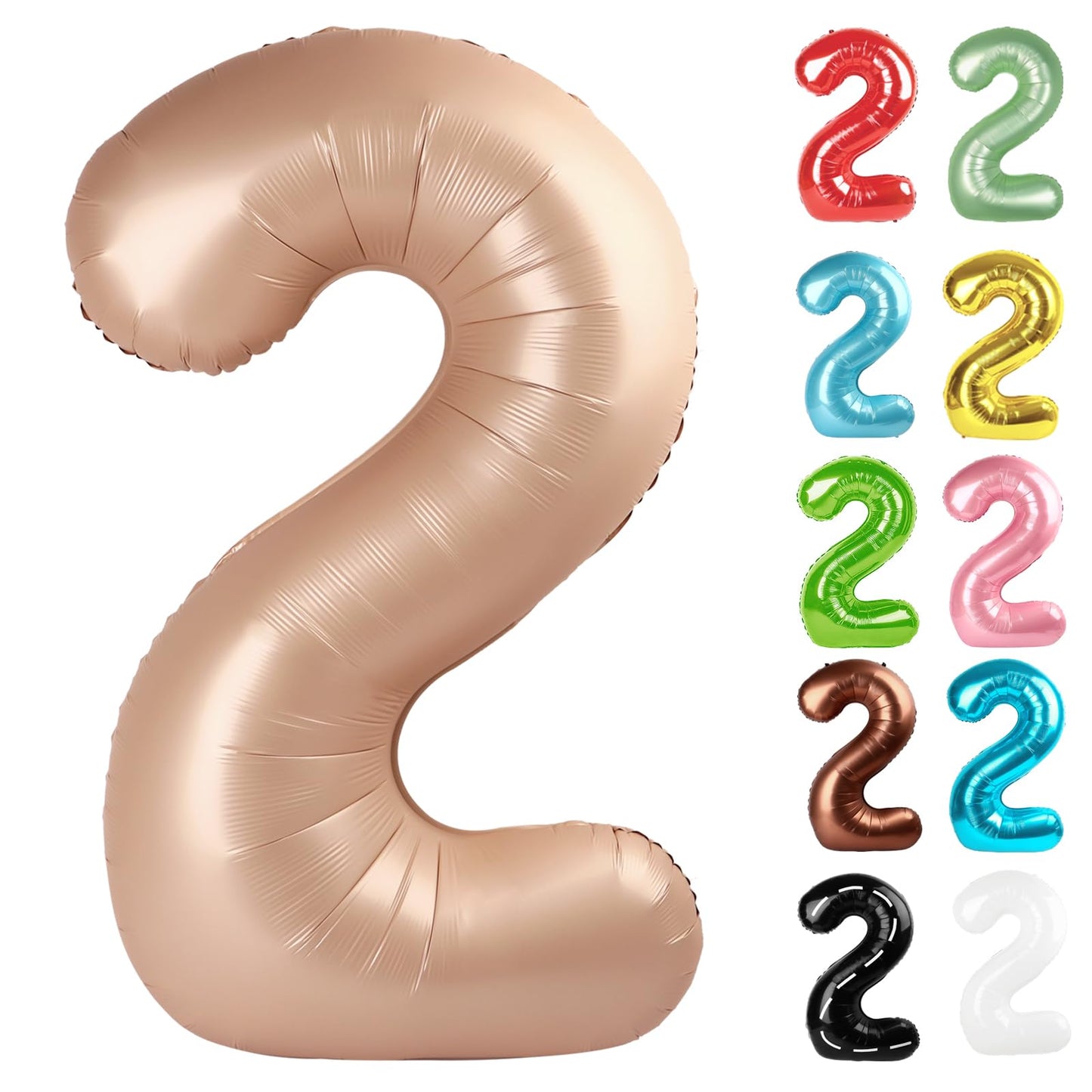 IWERP Light Brown Number 2 Balloon 40 Inch – 2nd Birthday Decorations for Baby Girls & Boys