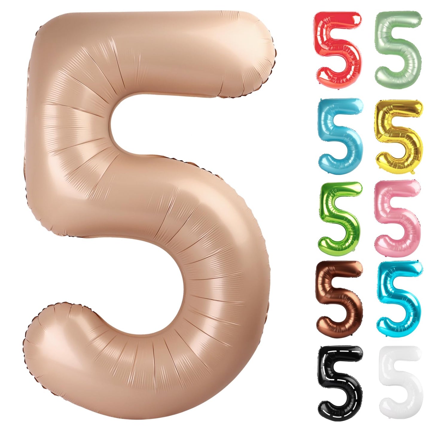 IWERP Light Brown Number 5 Balloon - 40 Inch | 5th Birthday Decorations