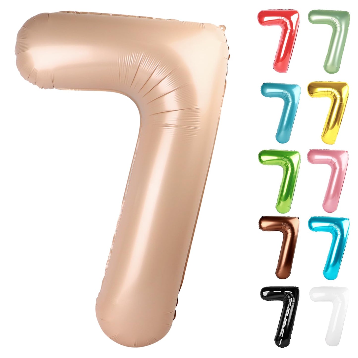 IWERP Light Brown Number 7 Balloon, 40-Inch - 7th Birthday Decorations for Boys & Girls