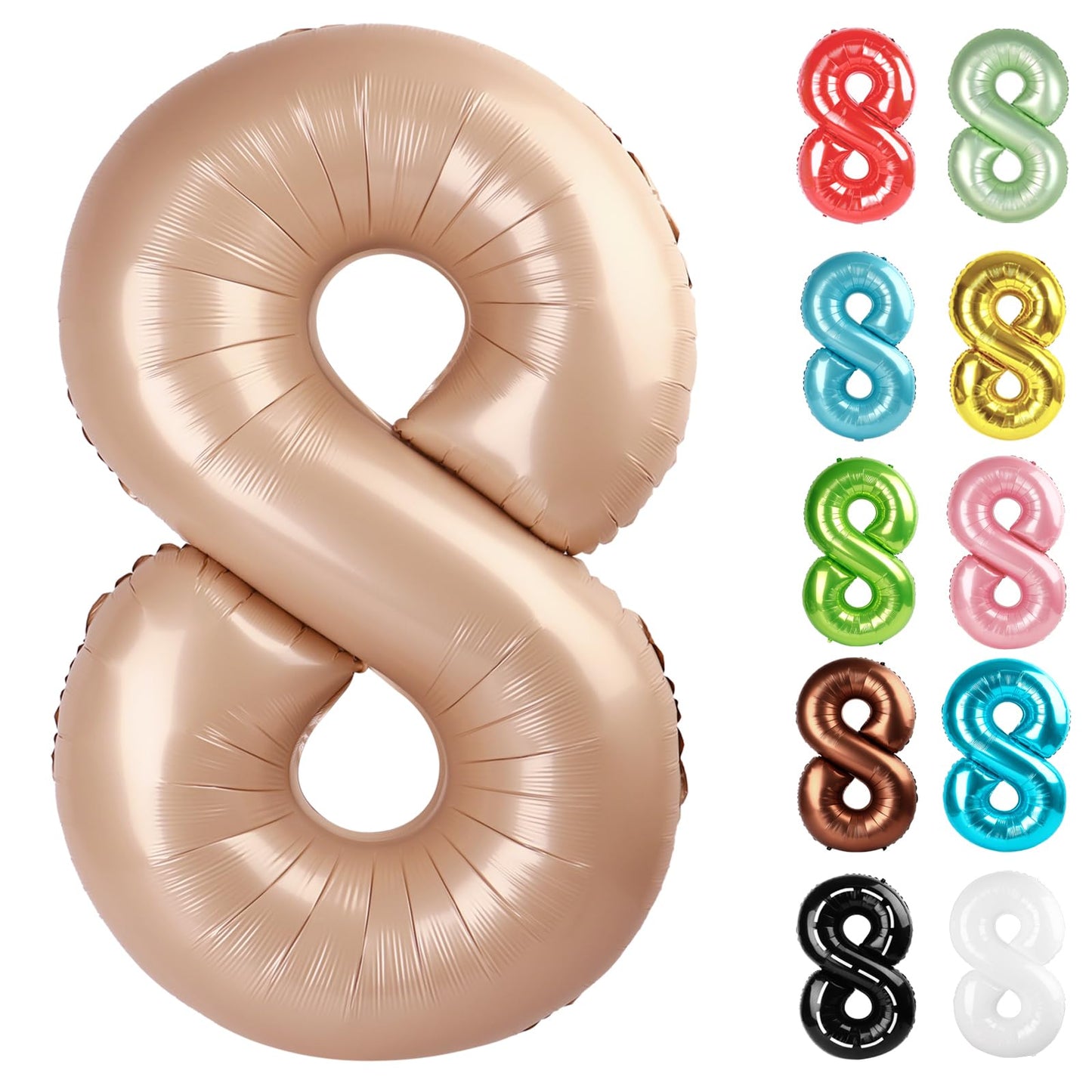 IWERP Light Brown Number 8 Balloon 40 Inch – 8th Birthday Decorations