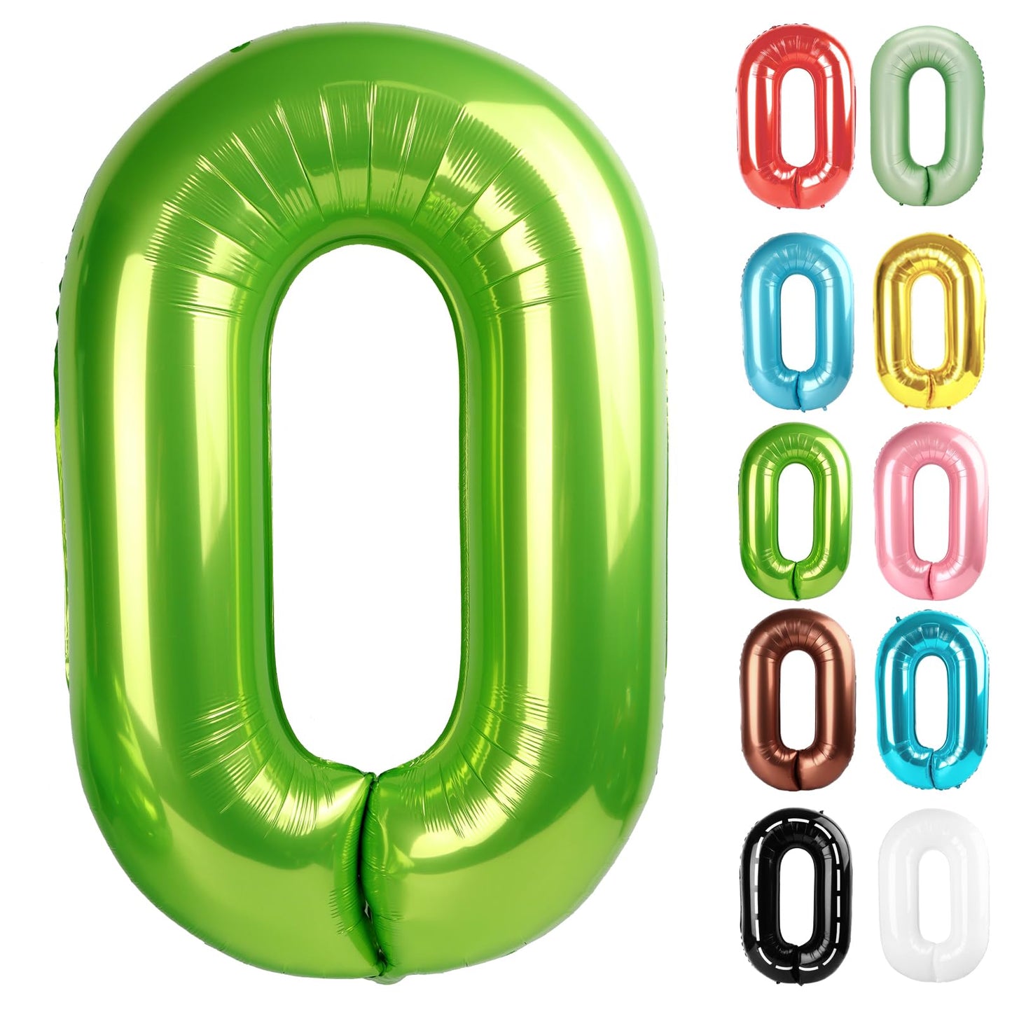 IWERP Light Green 40-Inch Number 0 Balloon – Birthday Decor for 10th–60th Celebrations