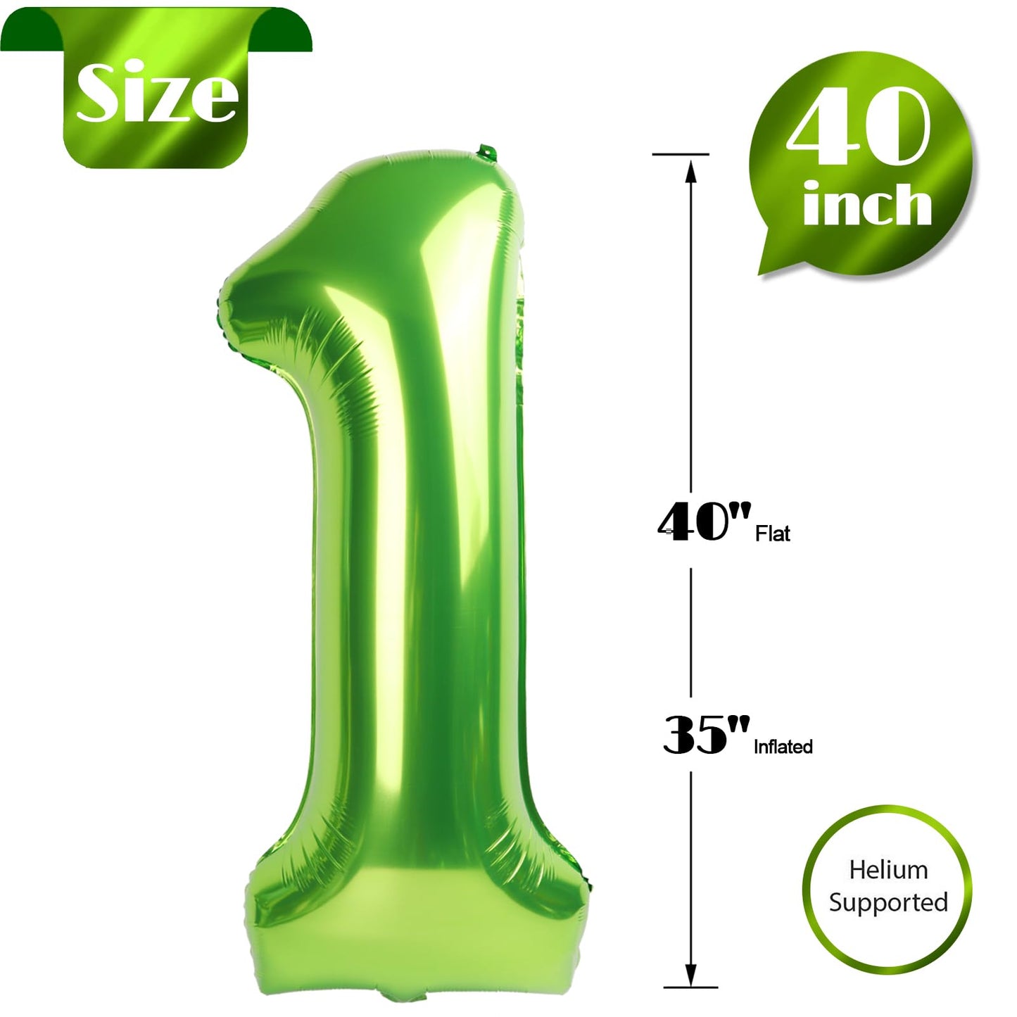 IWERP Light Green 40-Inch Number Balloon for First Birthday – Birthday Decor