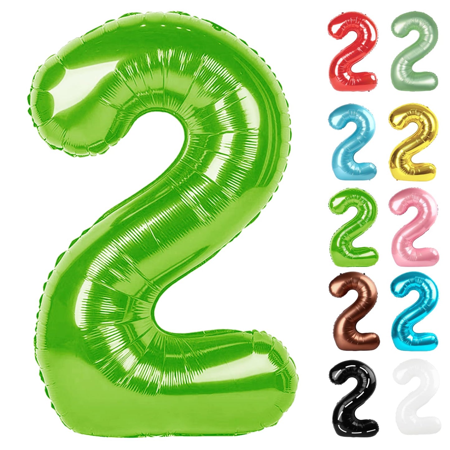 IWERP Light Green 40-Inch Number 2 Balloon – 2nd Birthday Decorations