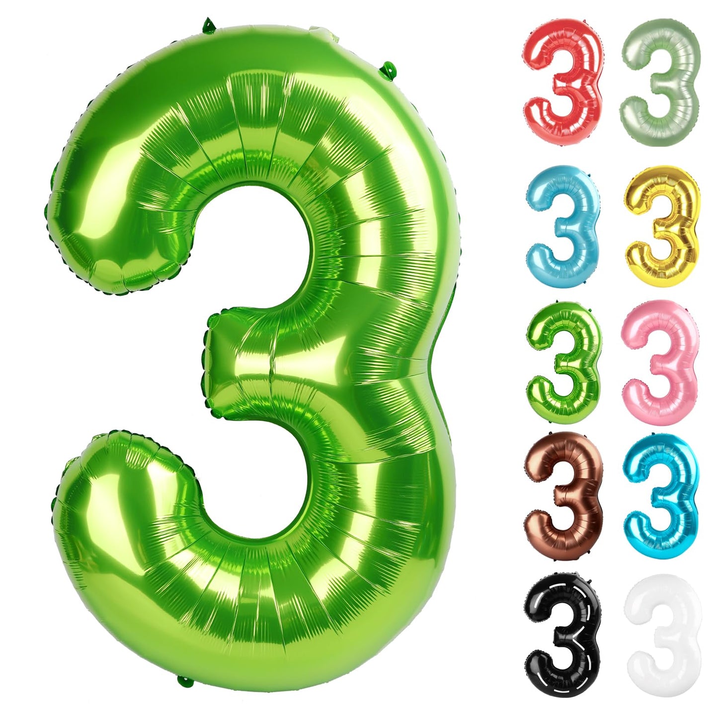 IWERP Light Green 40-Inch Number Balloon – 3rd Birthday Decor