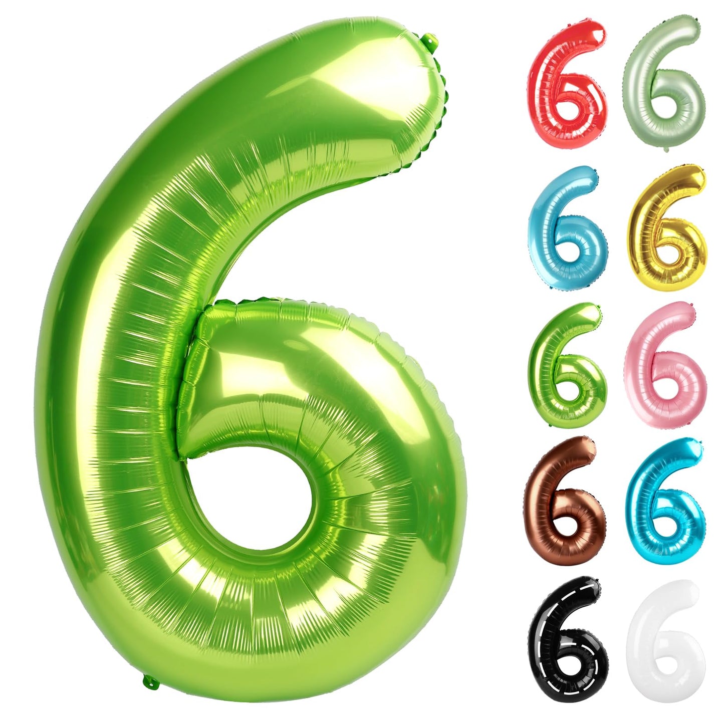 IWERP Light Green 40-Inch Number Balloon – 6th Birthday Decorations
