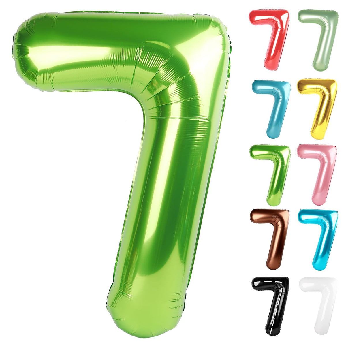 IWERP Light Green 40-Inch Number 7 Balloon – 7th Birthday Decorations & Party Supplies