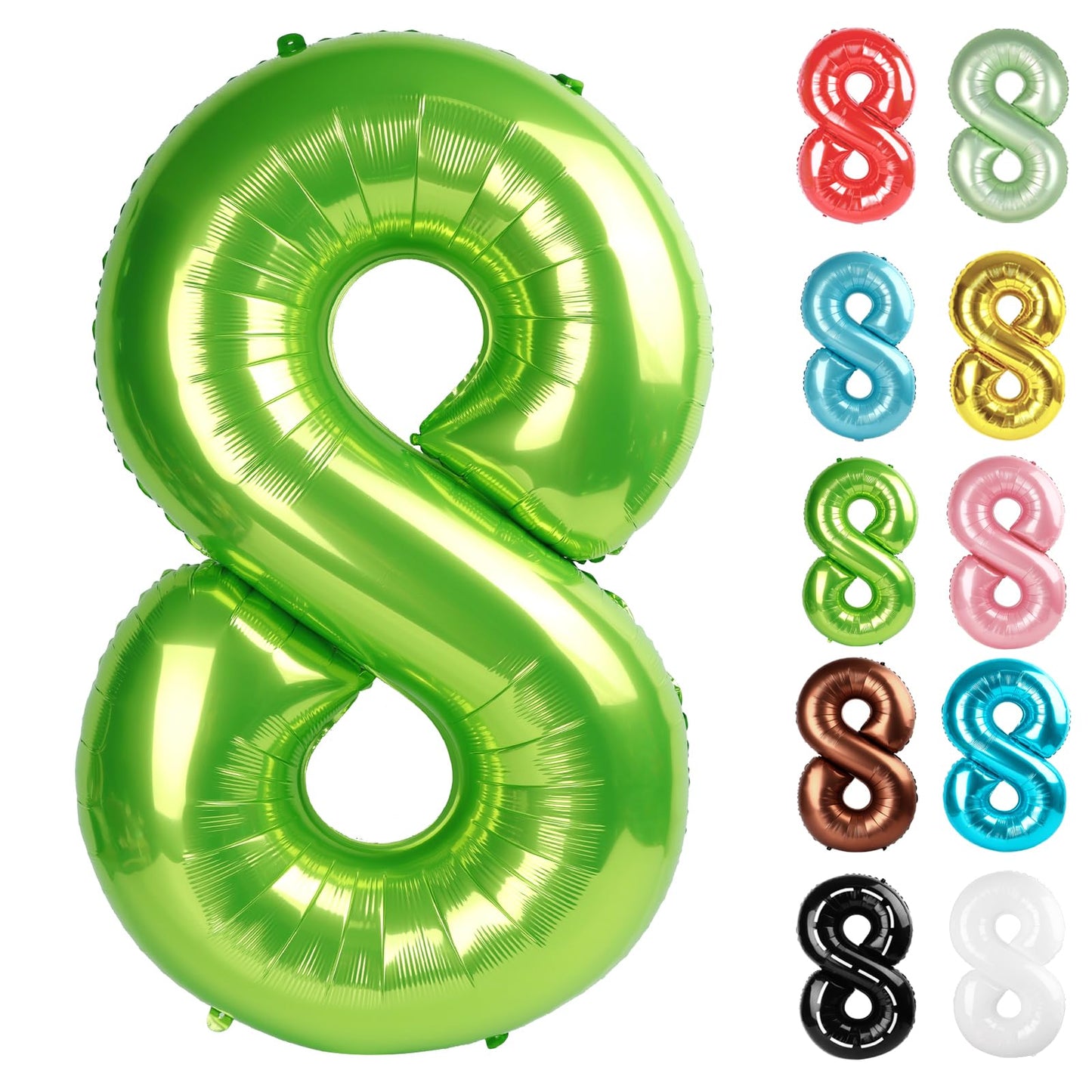 IWERP Light Green 40-Inch Number 8 Balloon – 8th Birthday Decorations