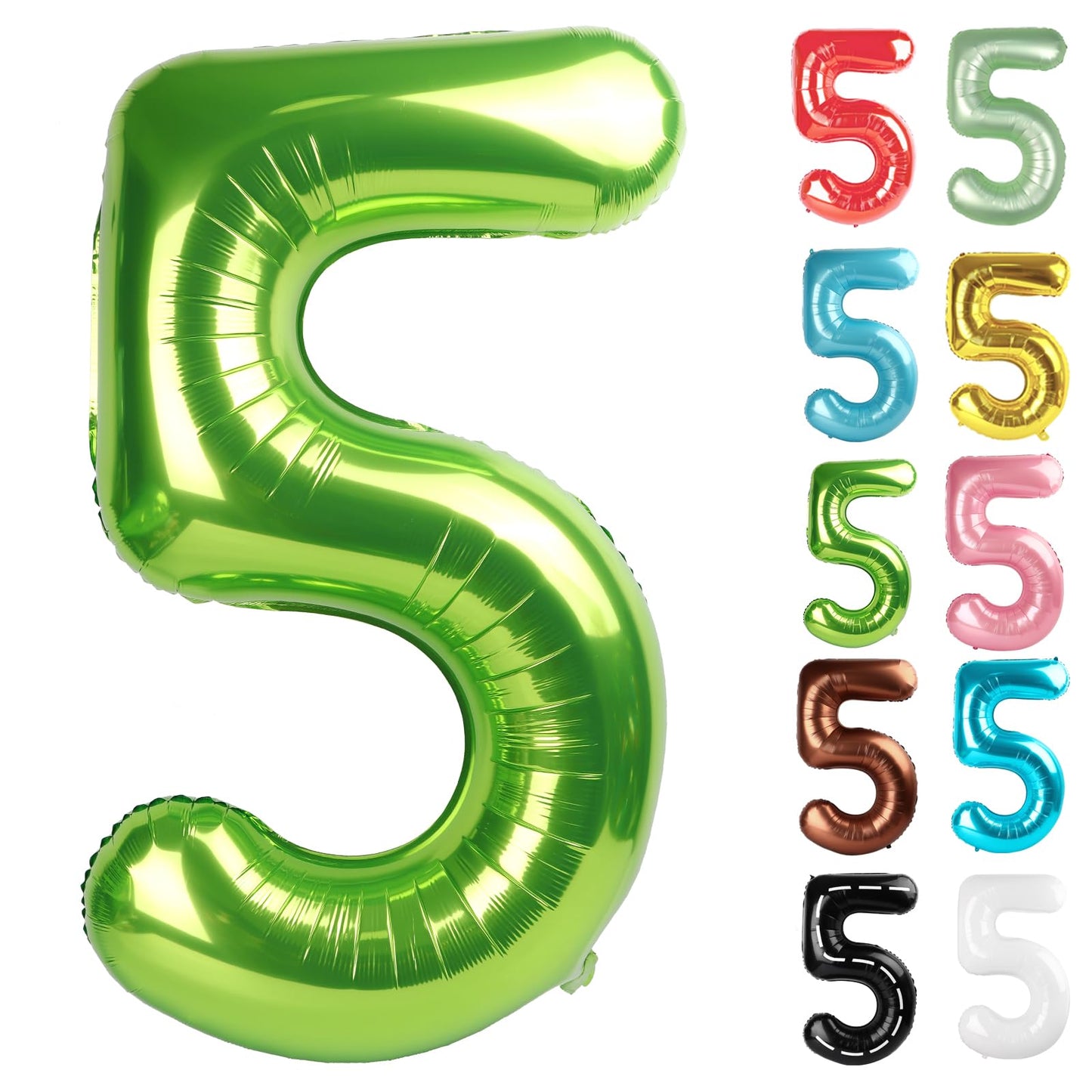 IWERP Light Green 40-Inch Number 5 Balloon – 5th Birthday Party Decor
