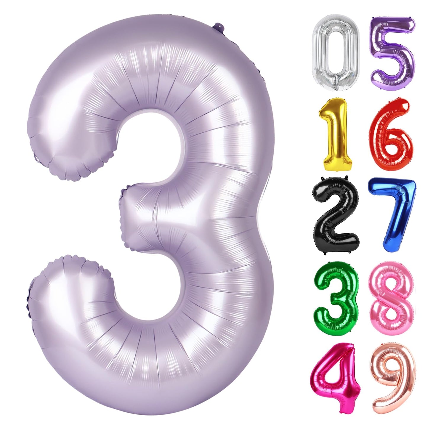 IWERP Lilac Number 3 Balloon 40 Inch – 3rd Birthday Party Decor