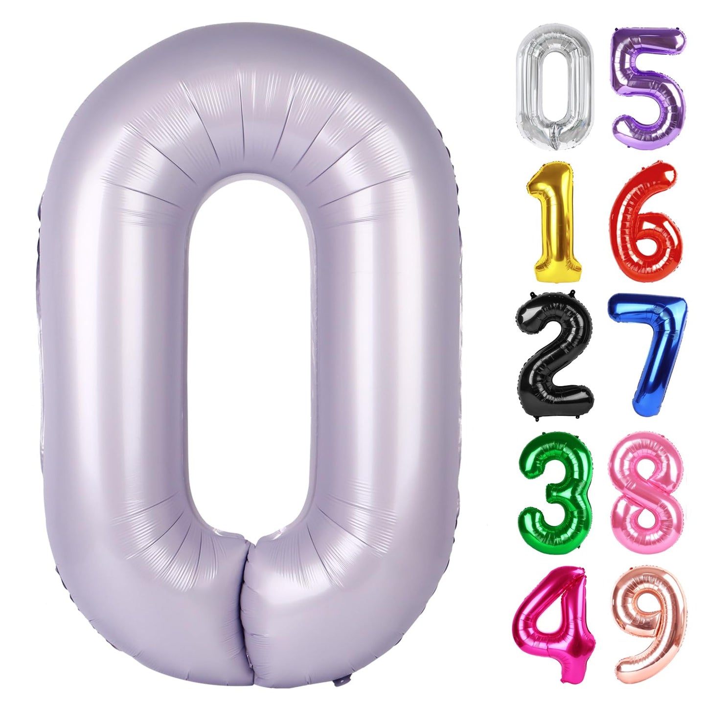 IWERP Lilac Number 0 Balloon 40 Inch – Milestone Birthday Decor