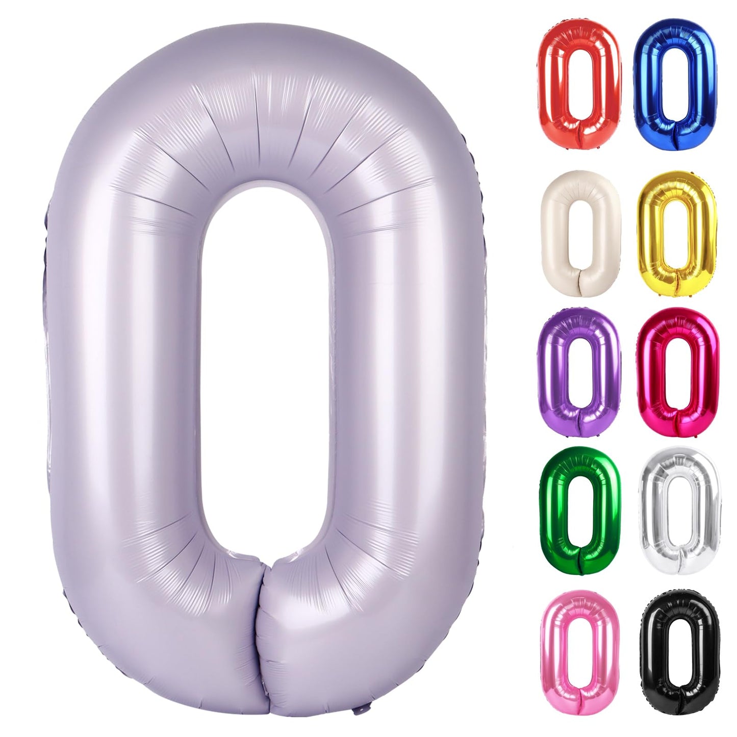 IWERP Lilac Number 0 Balloon 40 Inch Lavender 0 Balloon for 10th-60th Birthday Celebrations