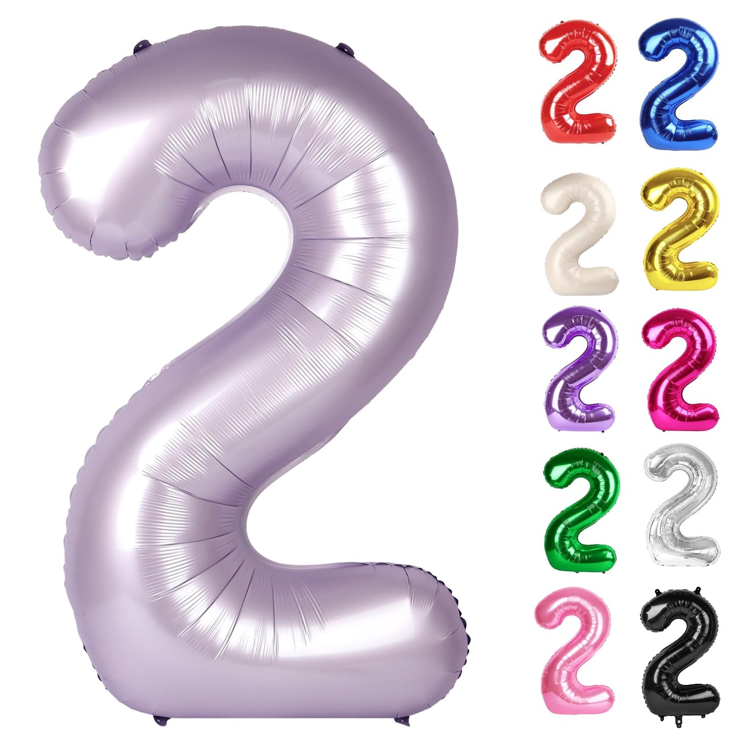 IWERP Lilac Number 2 Balloon 40-Inch | Lavender 2 Balloon for 2nd Birthday