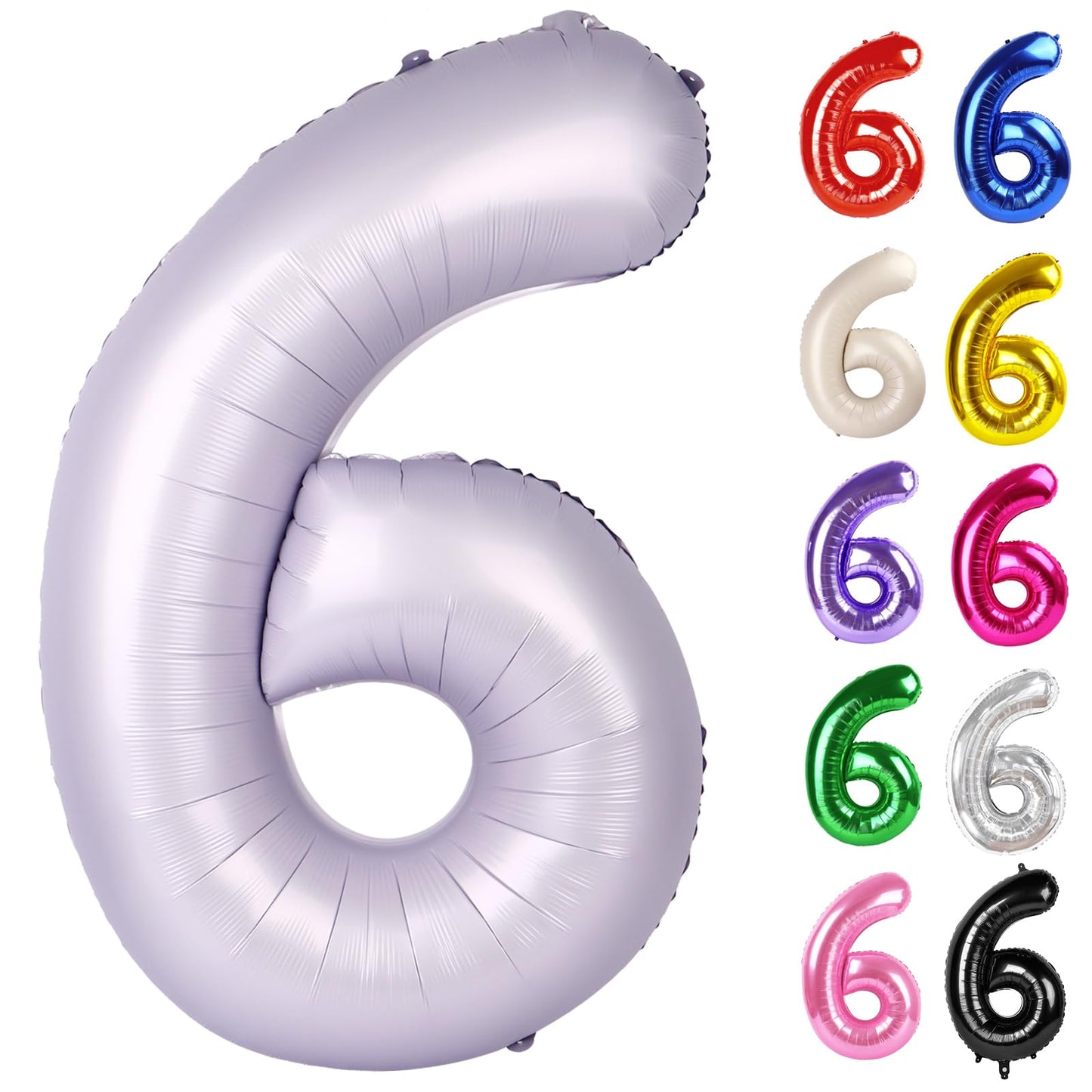 IWERP Lilac Number 6 Balloon 40 Inch – Lavender 6th Birthday Decorations