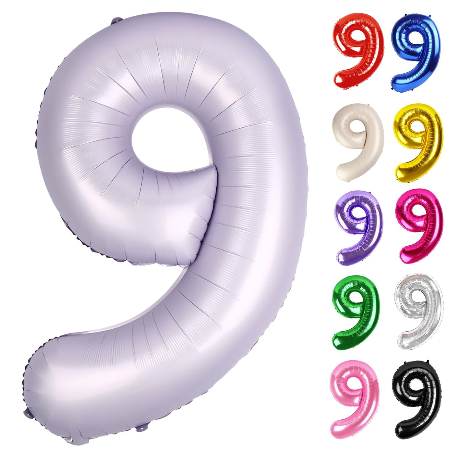 IWERP Lilac Number 9 Balloon 40 Inch – Lavender 9th Birthday Decorations