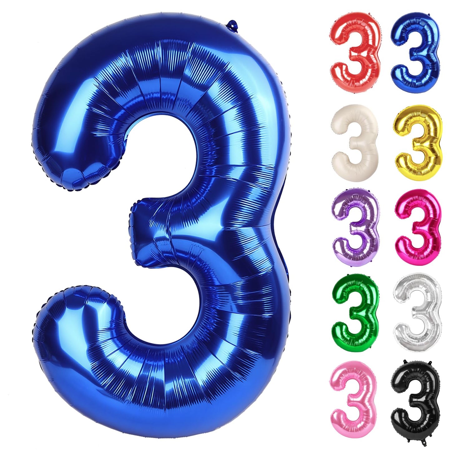 IWERP Metallic Blue Number 3 Balloon – 40 Inch | 3rd Birthday Decor