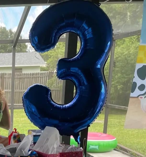 IWERP Metallic Blue Number 3 Balloon – 40 Inch | 3rd Birthday Decor