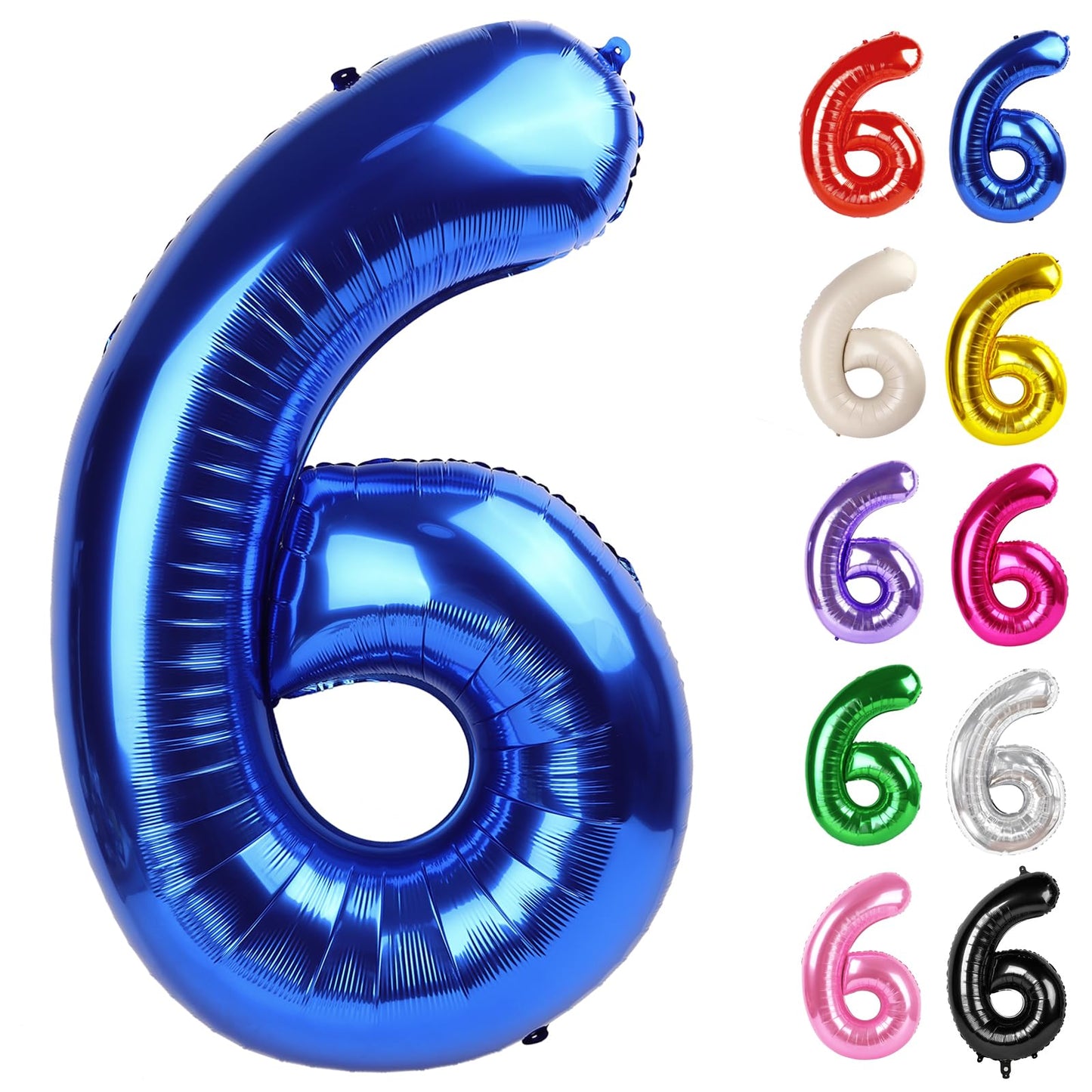 IWERP Metallic Blue 6 Balloon – 40 Inch Number Balloon for 6th Birthday