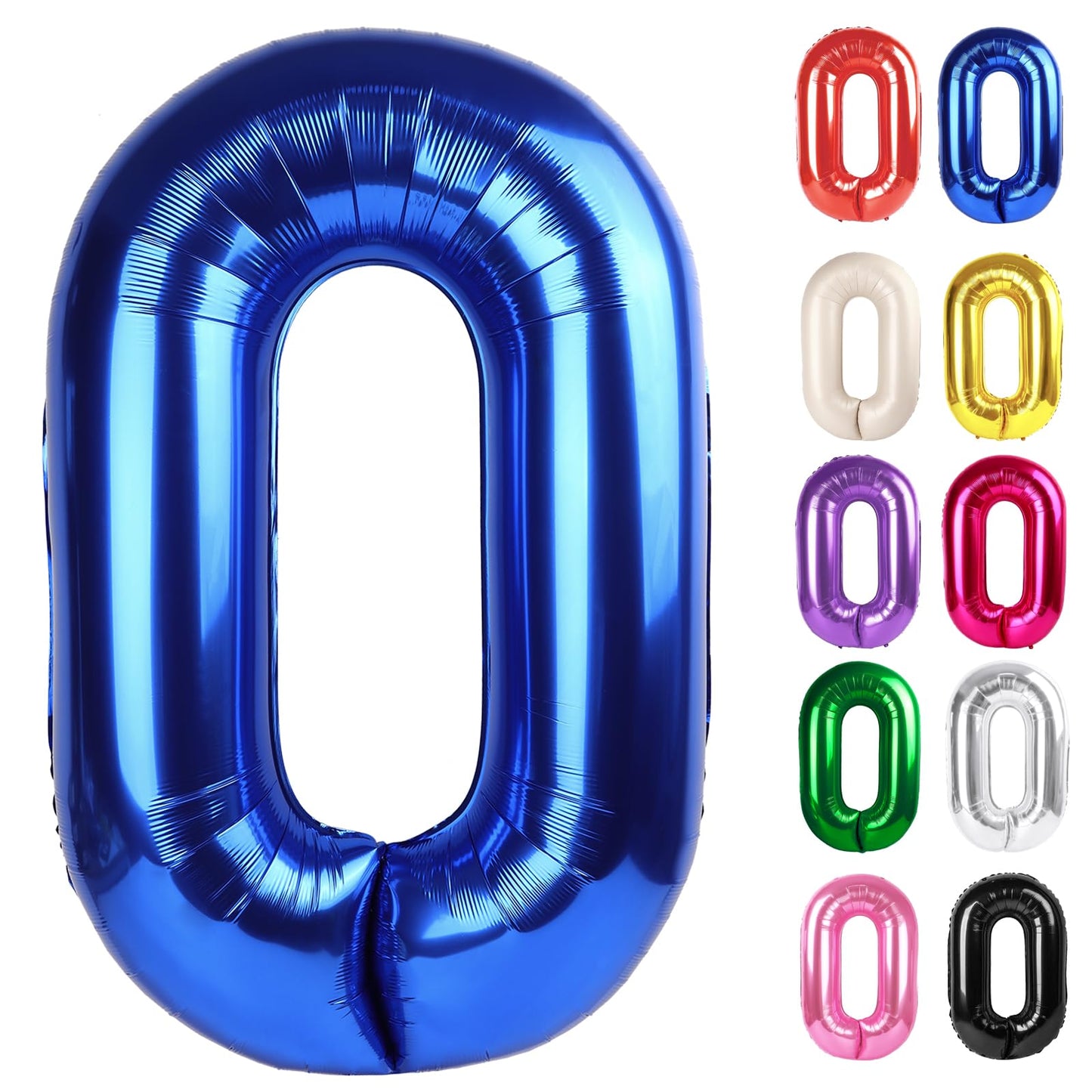 IWERP Metallic Blue 0 Balloon – 40-Inch Navy Birthday Decor for 10th–60th Celebrations