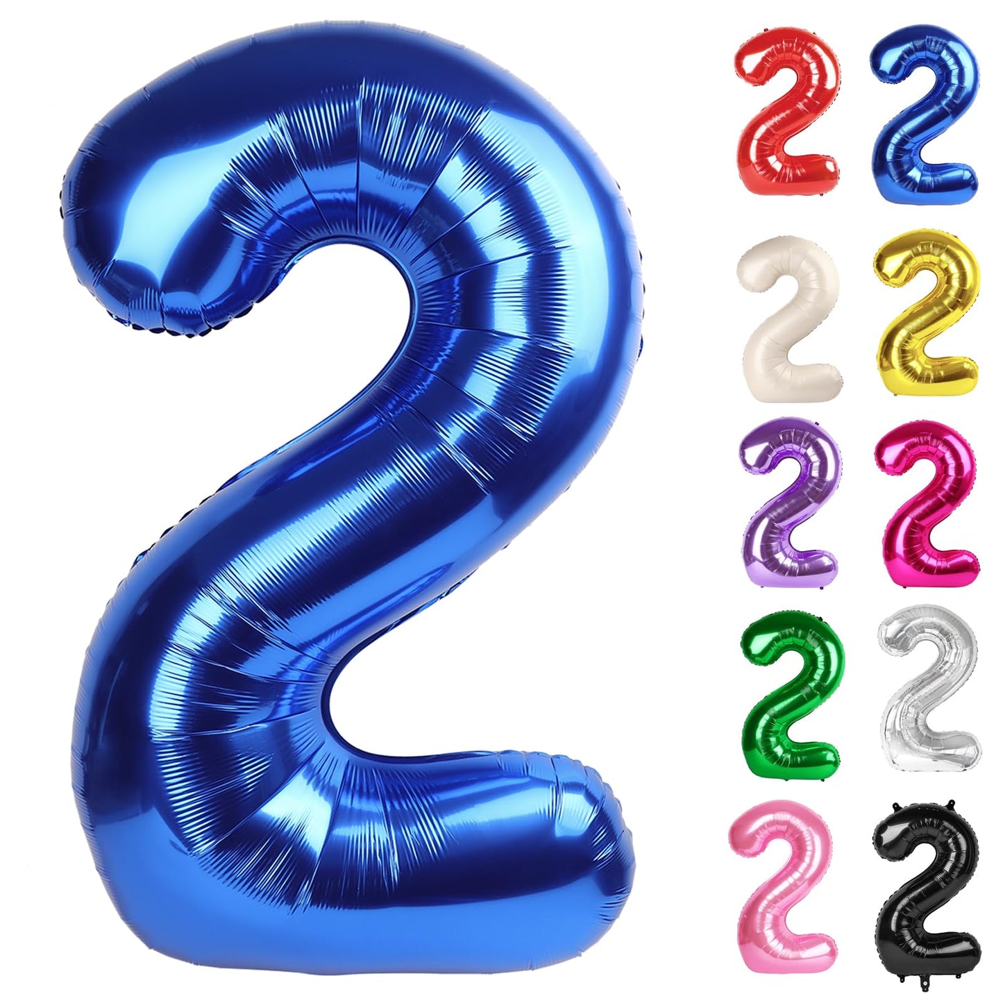 IWERP Metallic Blue 40-Inch Number 2 Balloon – 2nd Birthday Decorations