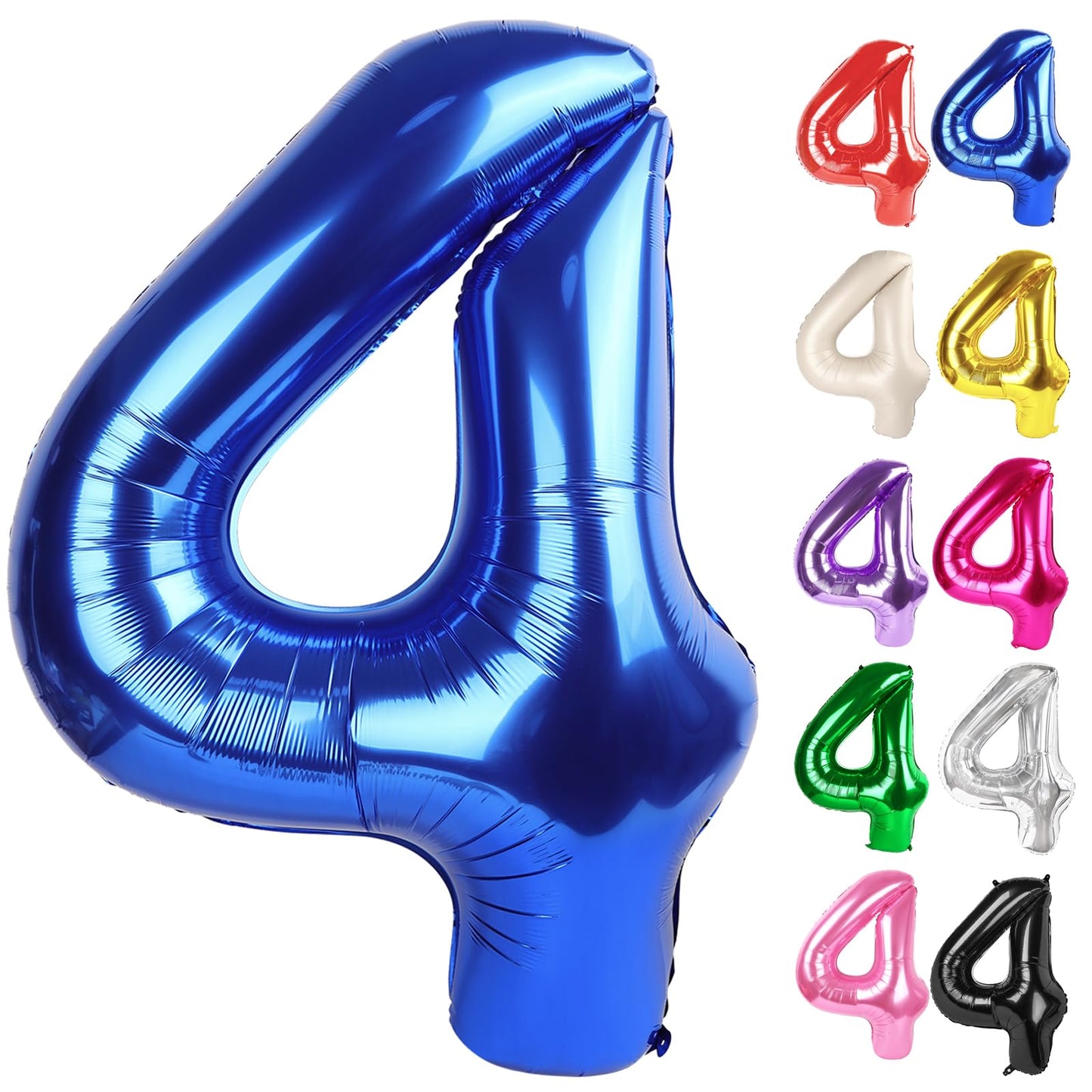 IWERP Metallic Blue Number 4 Balloon 40 Inch – Fourth Birthday Decorations, Navy Blue Party Supplies
