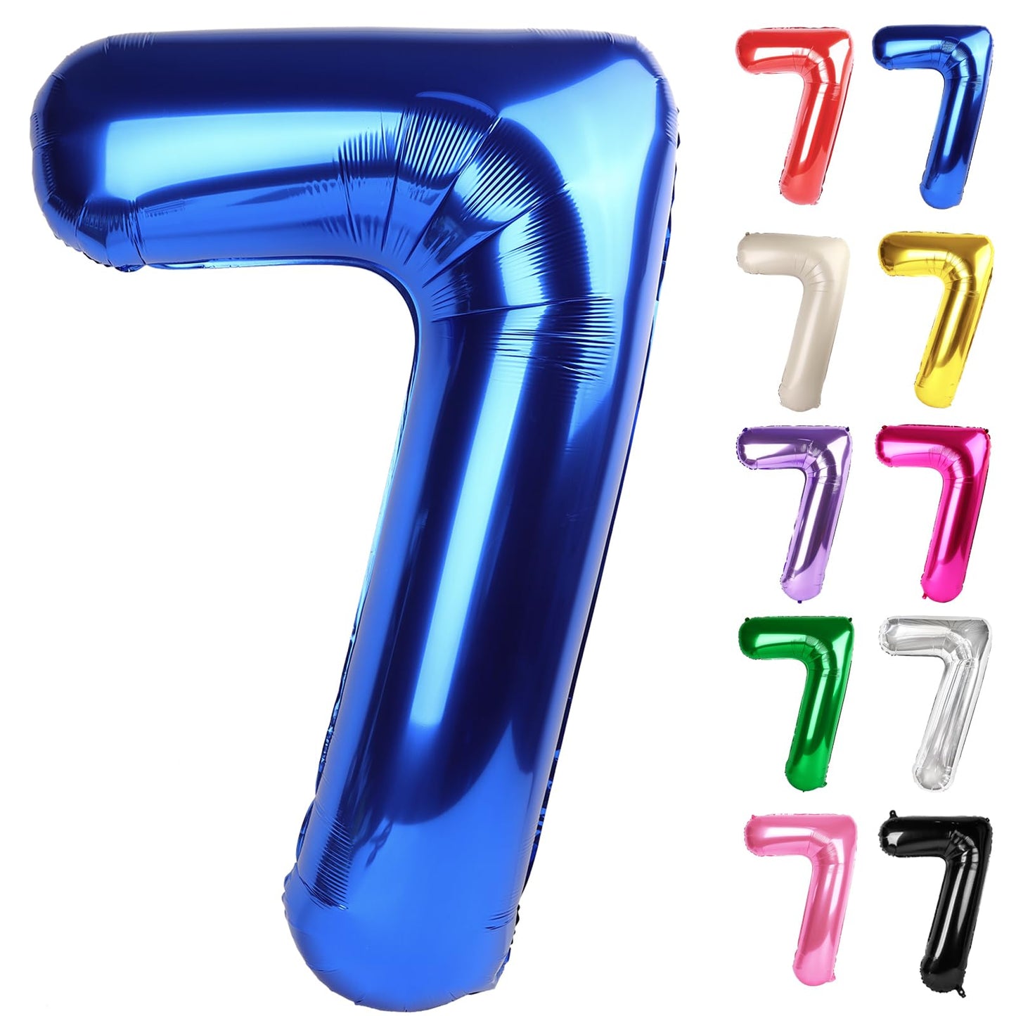 IWERP Metallic Blue Number 7 Balloon 40 Inch – 7th Birthday Decorations