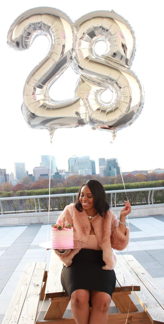 IWERP Silver Number 8 Balloon — 40-Inch Giant 8th Birthday Foil Balloon