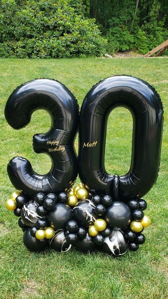 IWERP Black Number 70 Balloon – 40-Inch 70th Birthday Decor