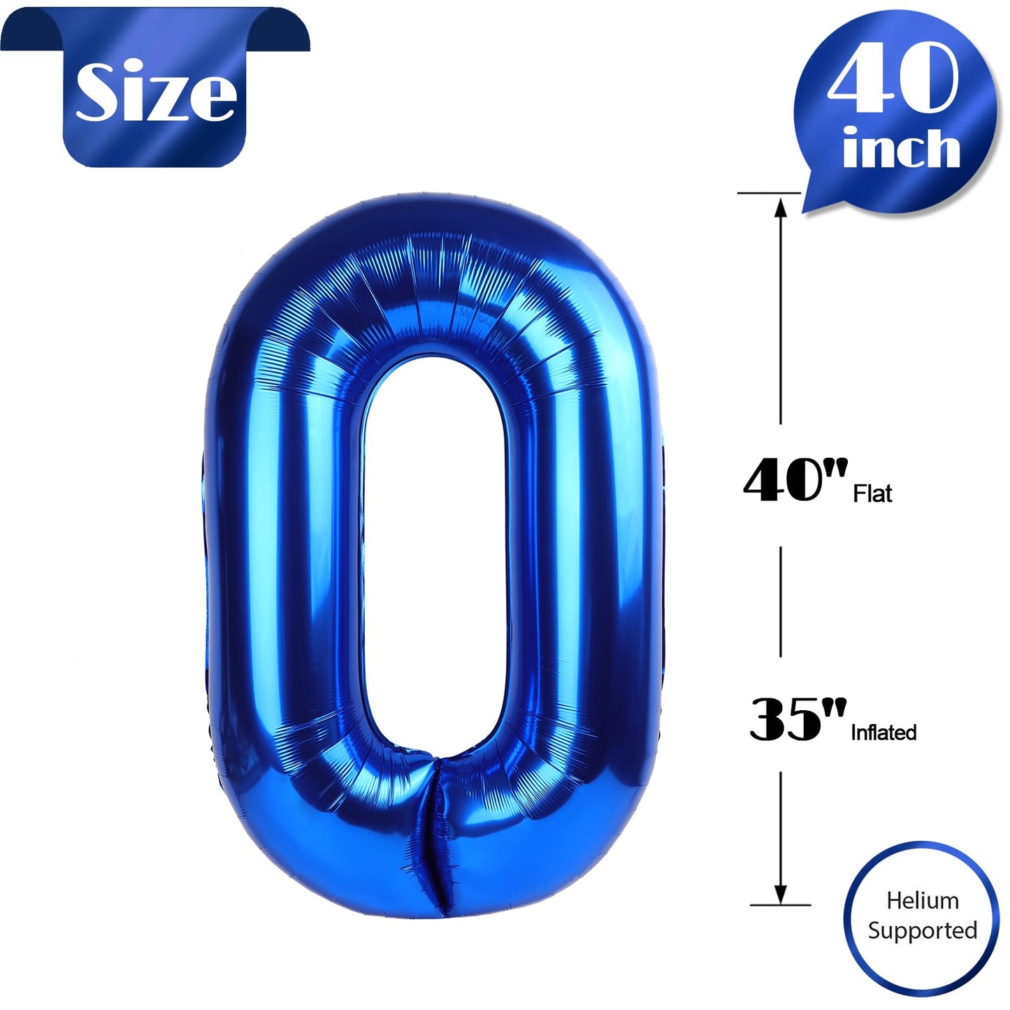 IWERP Navy Blue 40 Inch Number Balloon – 0, 10, 20, 30, 40, 50 Birthday Balloons
