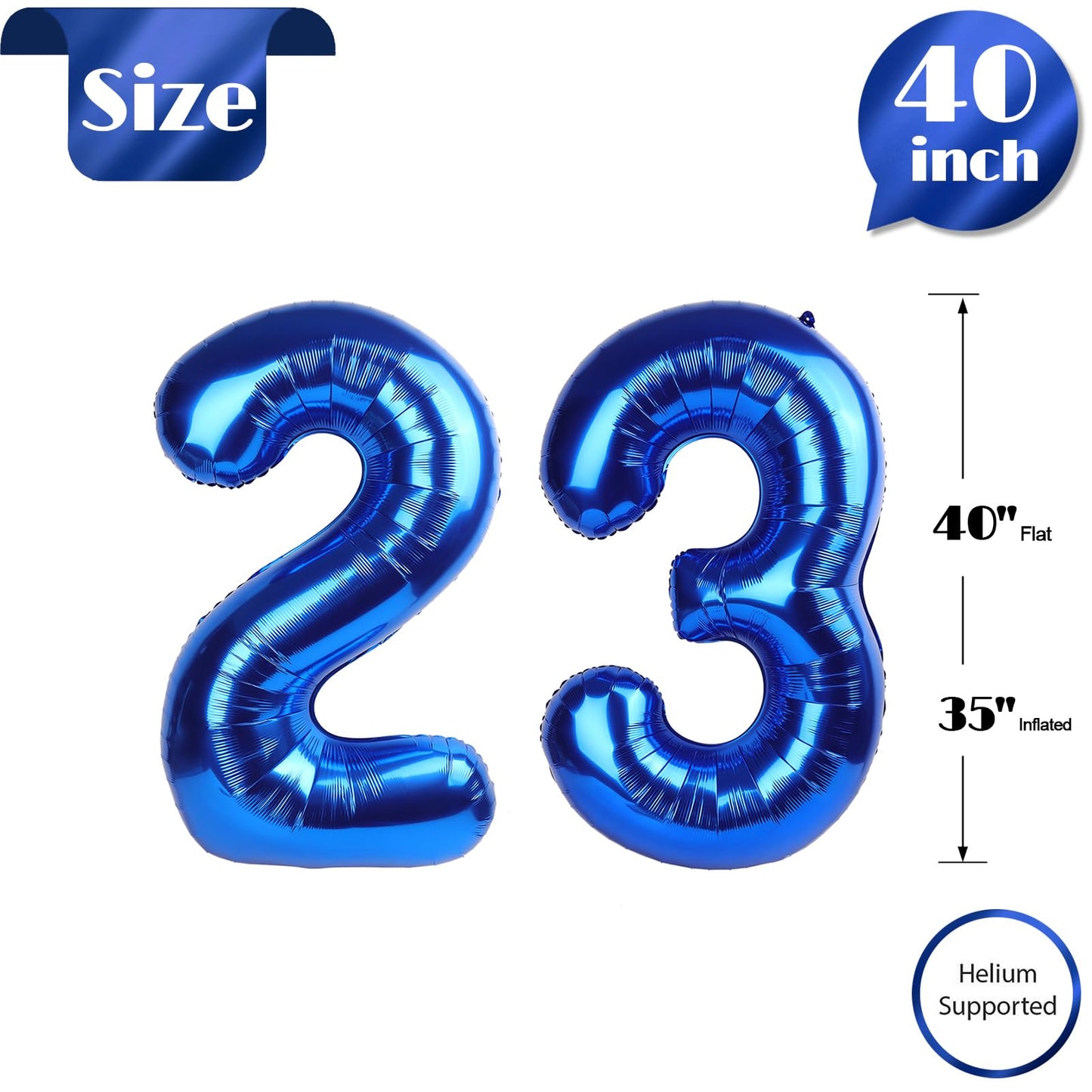 IWERP Navy Blue Number 23 Balloon — 40-Inch Birthday Decoration for 23rd Celebration