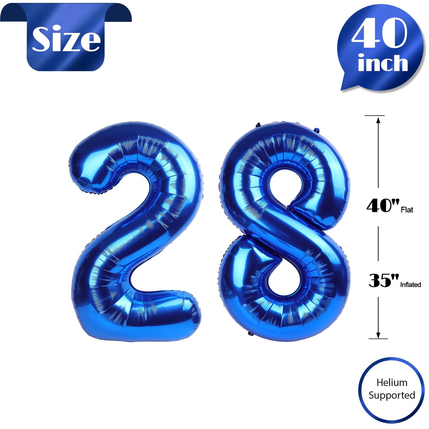 IWERP Navy Blue Number 28 Balloon – 40-Inch Birthday Decoration for 28th Celebrations