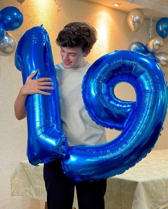 IWERP Metallic Blue Number 4 Balloon 40 Inch – Fourth Birthday Decorations, Navy Blue Party Supplies